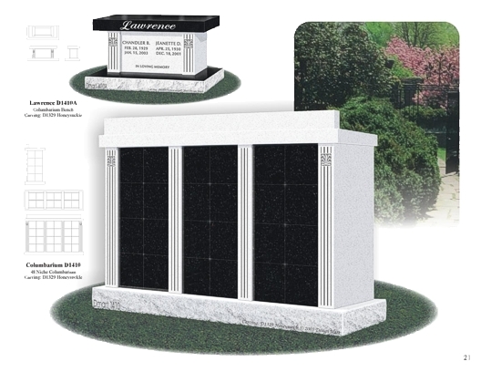 Selection guide plate showing a columbarium and cremation monument