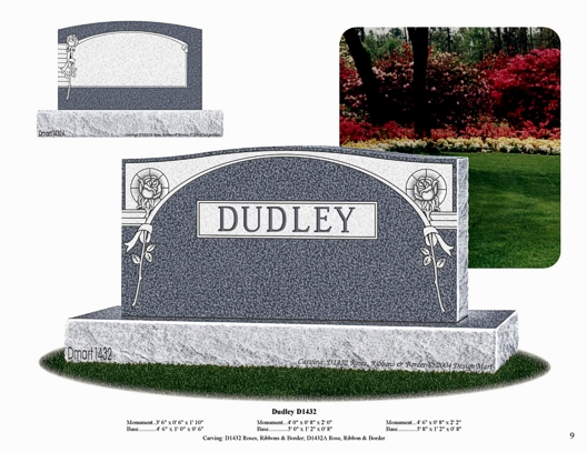 Selection guide plate showing a family or estate monument with accompanying markers