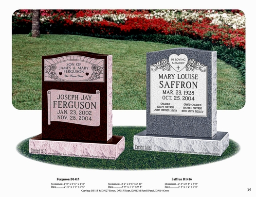 Selection guide plate showing individual upright monuments